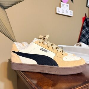 NWOT Puma Caven 2.0 'Time Off' sneaker in the Alpine Snow/Black/Sand Dune